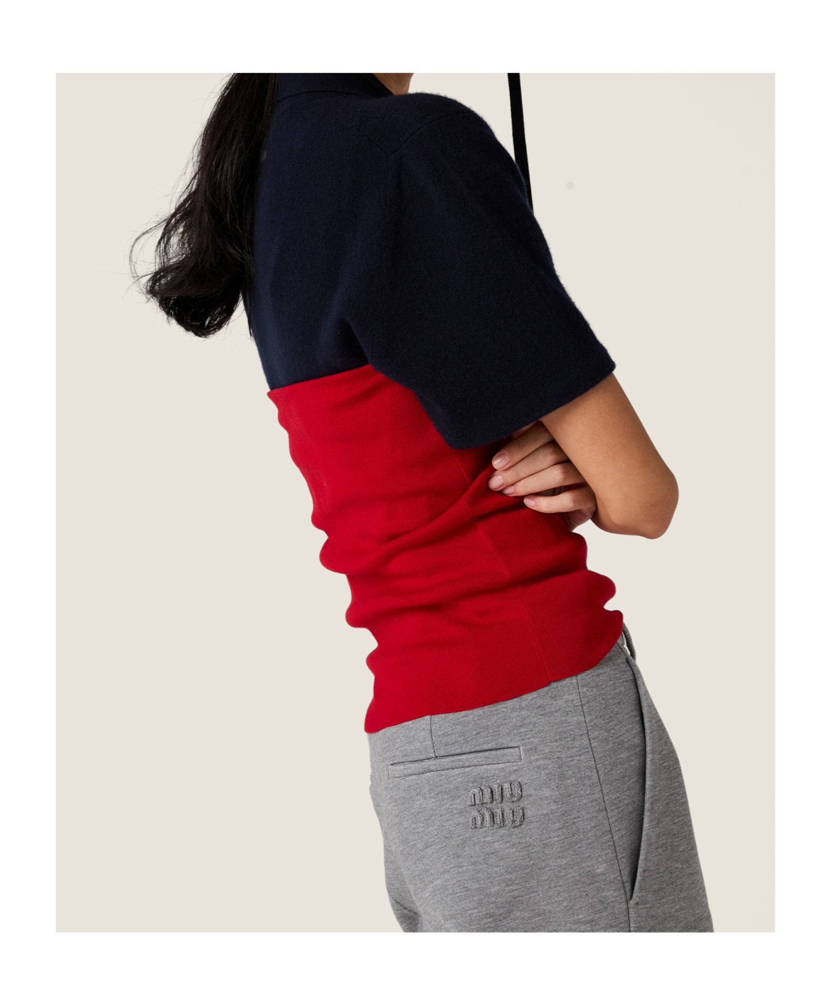 Miu Miu Logo-intarsia Top In Red