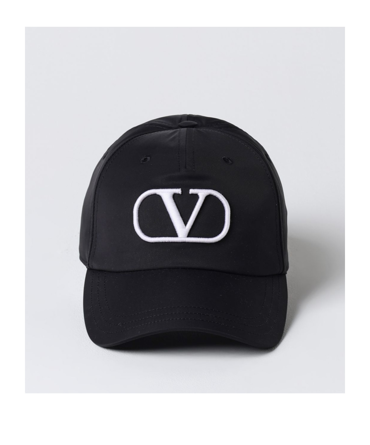 Valentino Garavani Black Baseball Cap With Embroidered V Logo On Front In Cotton Man In Black