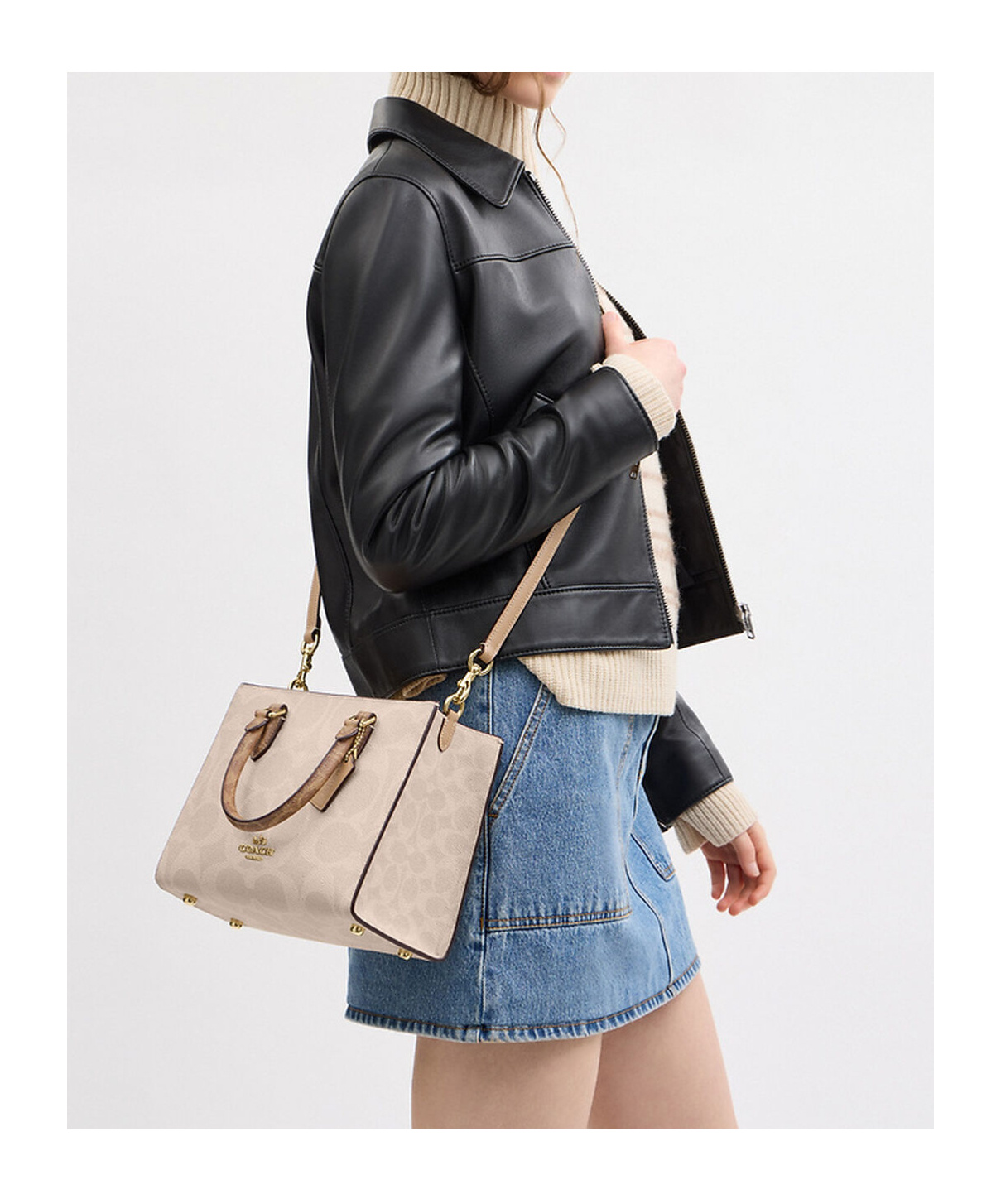 Coach Pattern Shoulder Bag In Nude