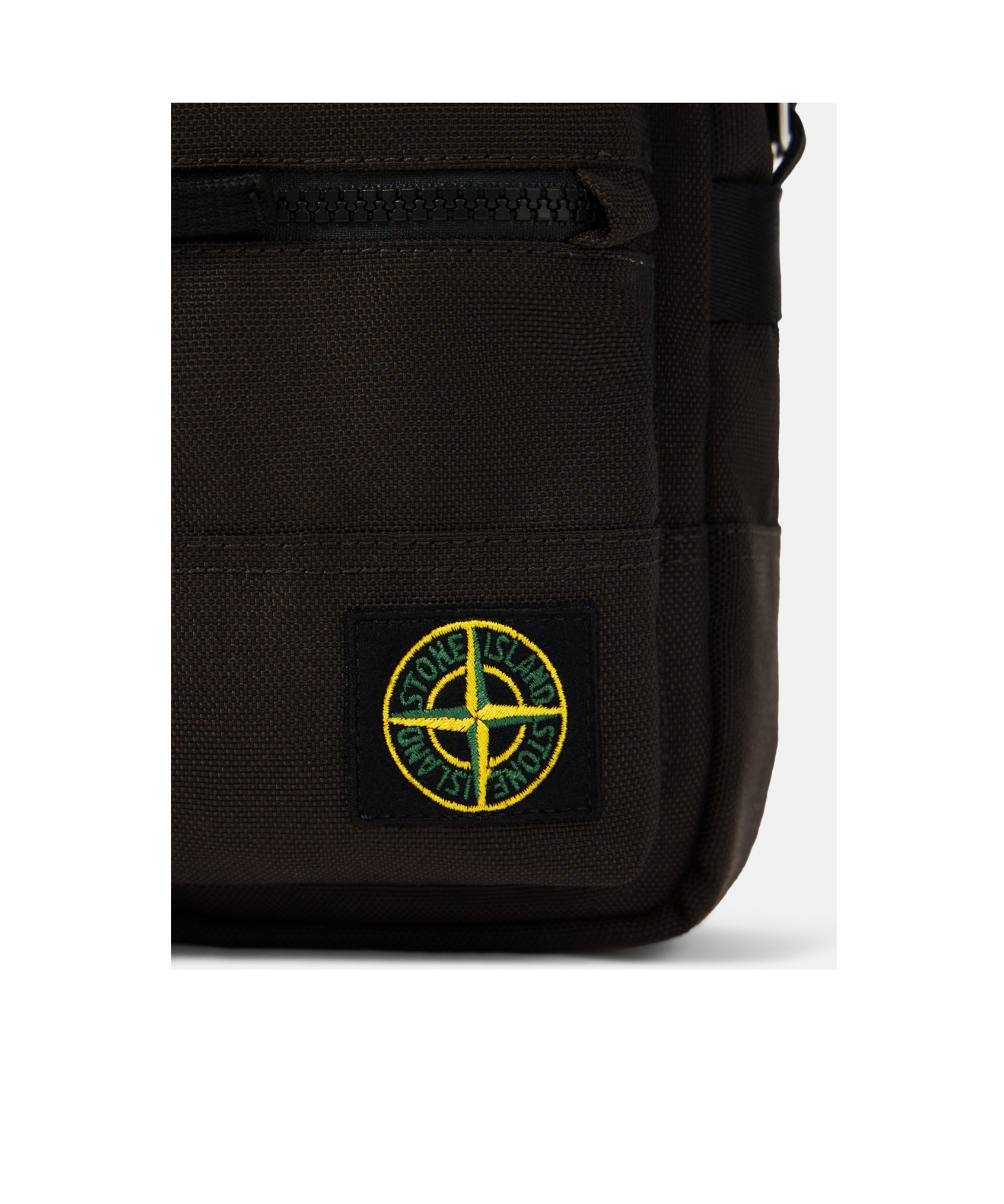 Stone Island Pouch Bag With Zip Compartments And Adjustable Strap In Gray