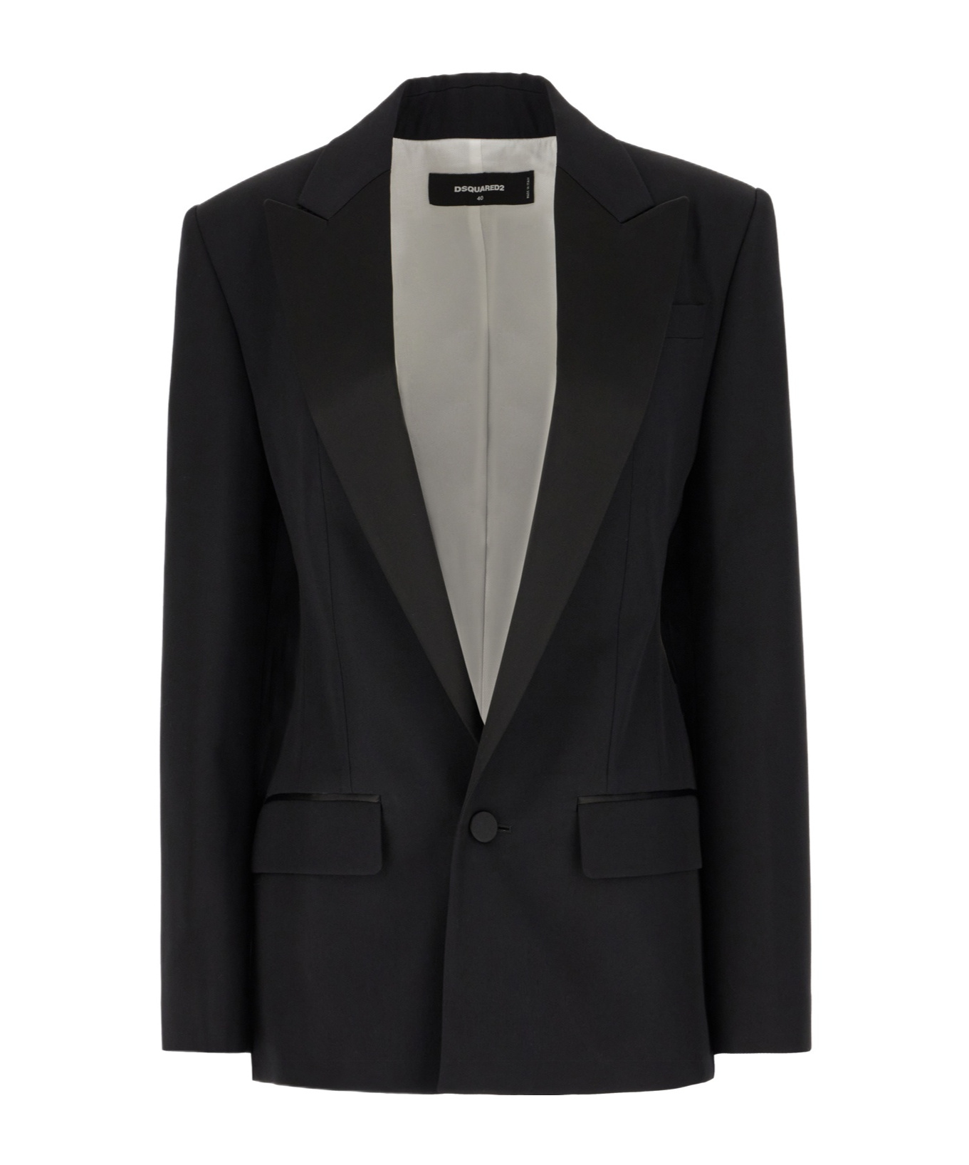 Dsquared2 Peak Lapels Wool Blazer In Black