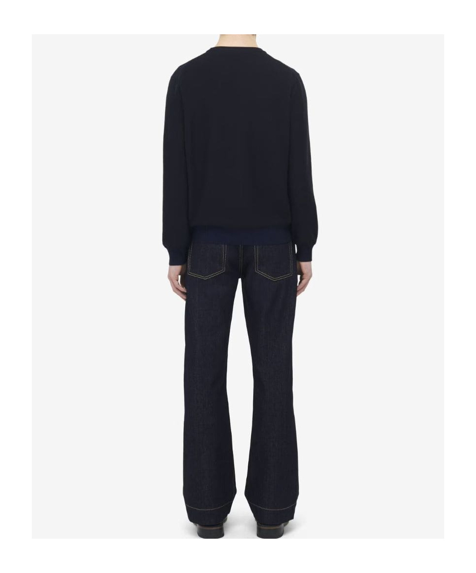 Alexander Mcqueen Mcqueen Skull Double Knit Wool Crewneck Sweater In Black