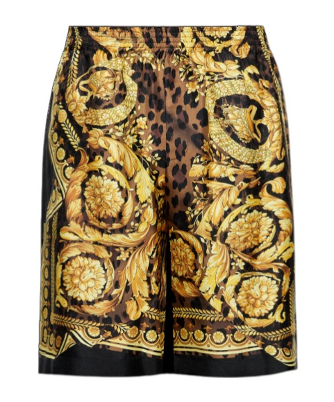 Versace Printed Silk Bermuda Shorts In Multicolor