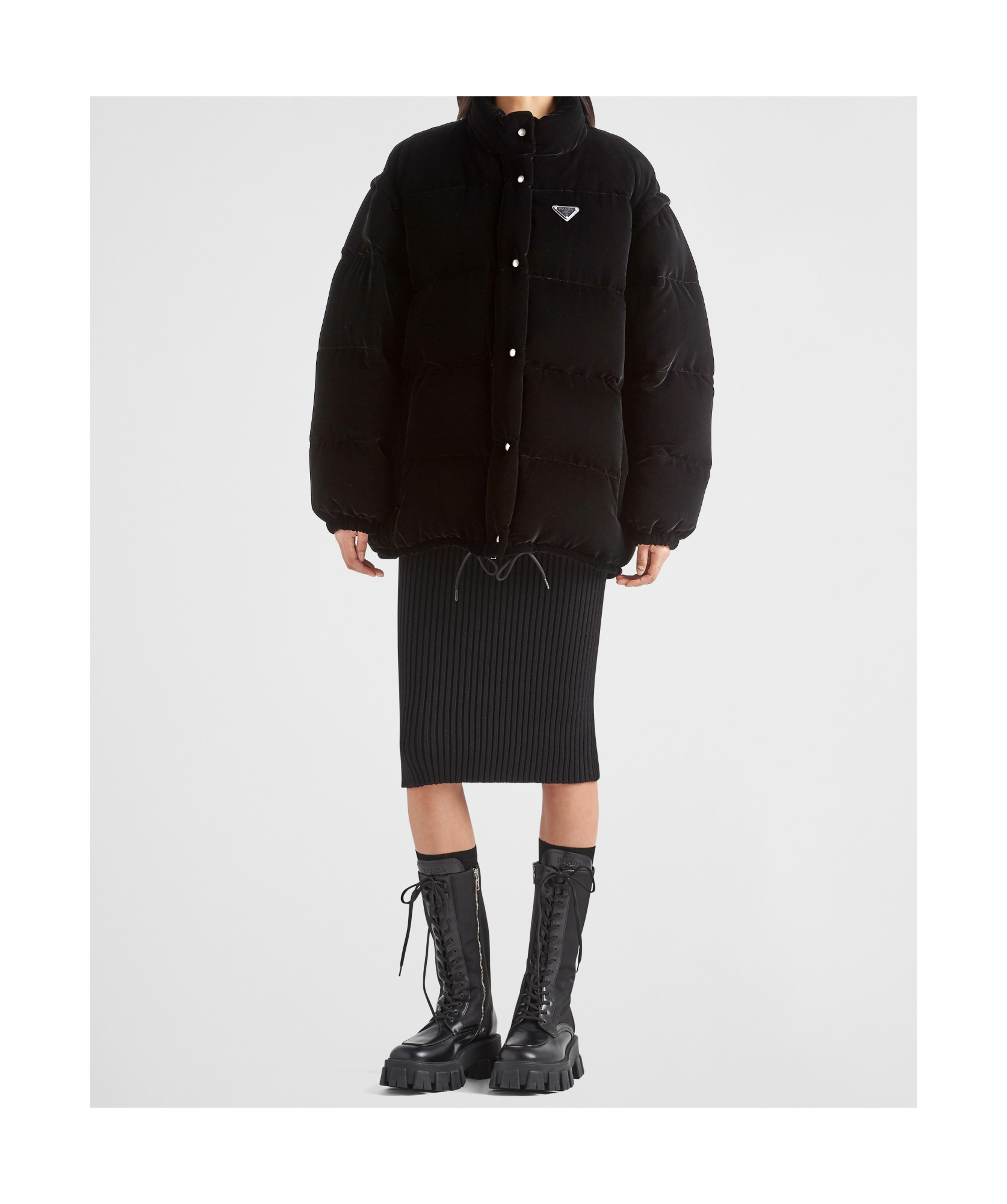 PRADA CONVERTIBLE VELVET DOWN JACKET