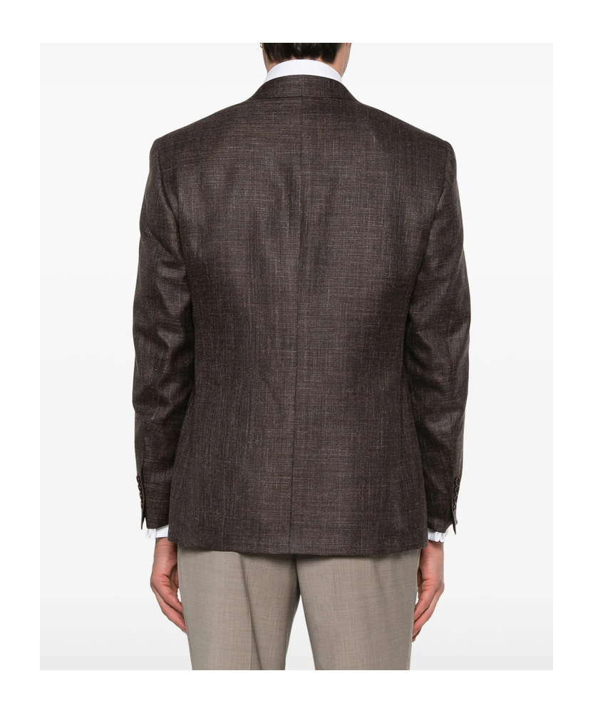 Shop Canali Marl-knit Blazer In Black