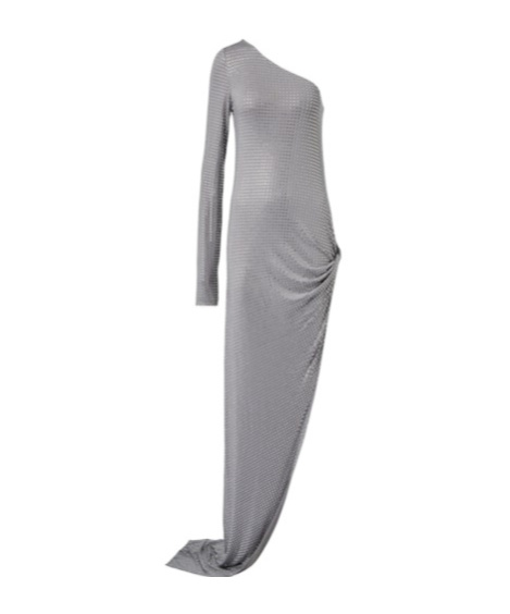 Attico Crystal-embellished One-shoulder Gown In Gray