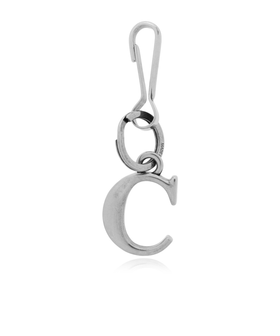 Balenciaga Letter-charm Keyring In Gray