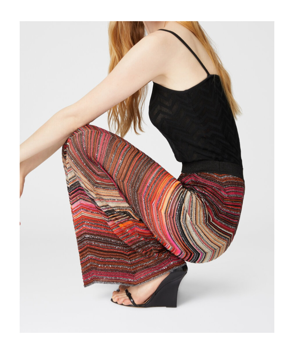 Shop Missoni Zigzag-pattern Lamé Palazzo Pants In Brown