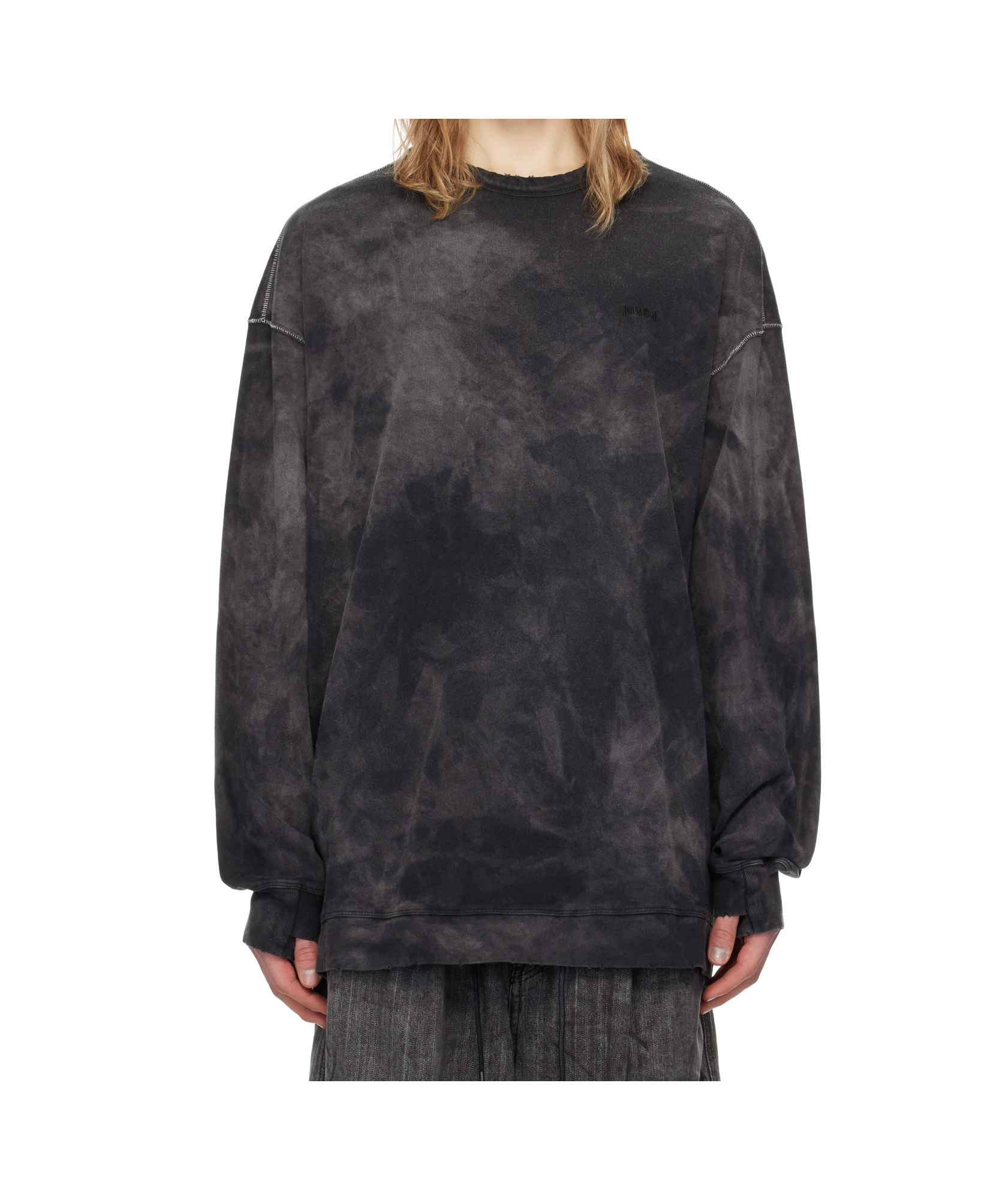 Juunj Black New Dyeing Long Sleeve T-shirt In Black