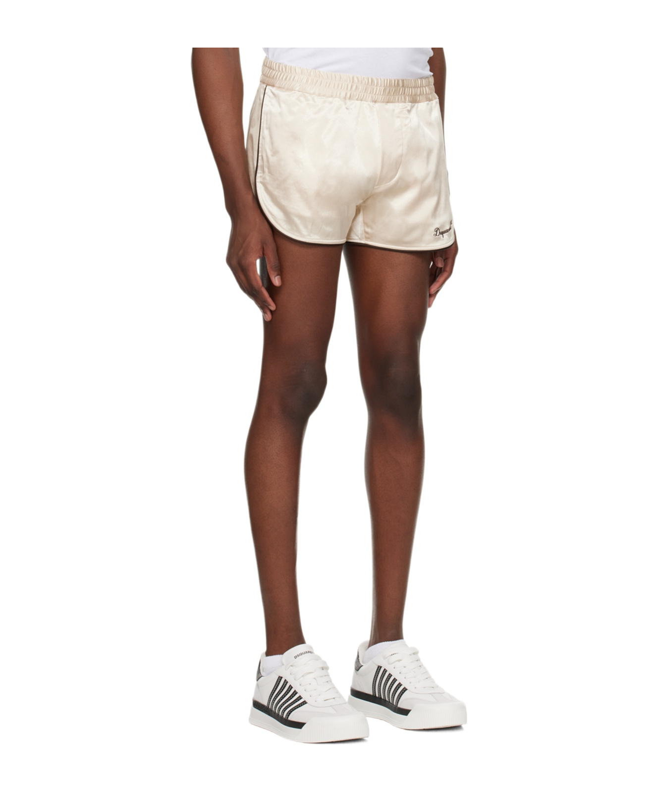 Dsquared2 Elastic Waist And Curved Hem Shorts In Brown