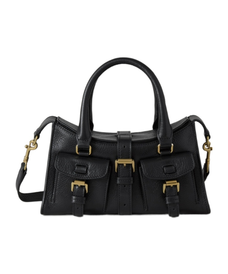 Mulberry Mini Roxanne Black High Shine Leather In Black