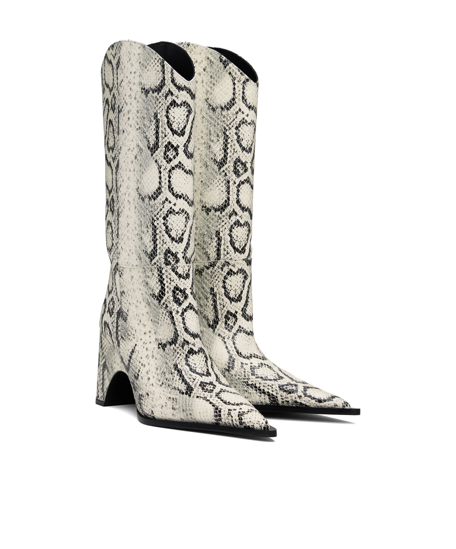 Coperni Snake Print Bridge Cowboy Boots White/grey In White