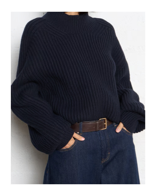 Soeur Oversized High-neck Merino Wool Sweater In Black