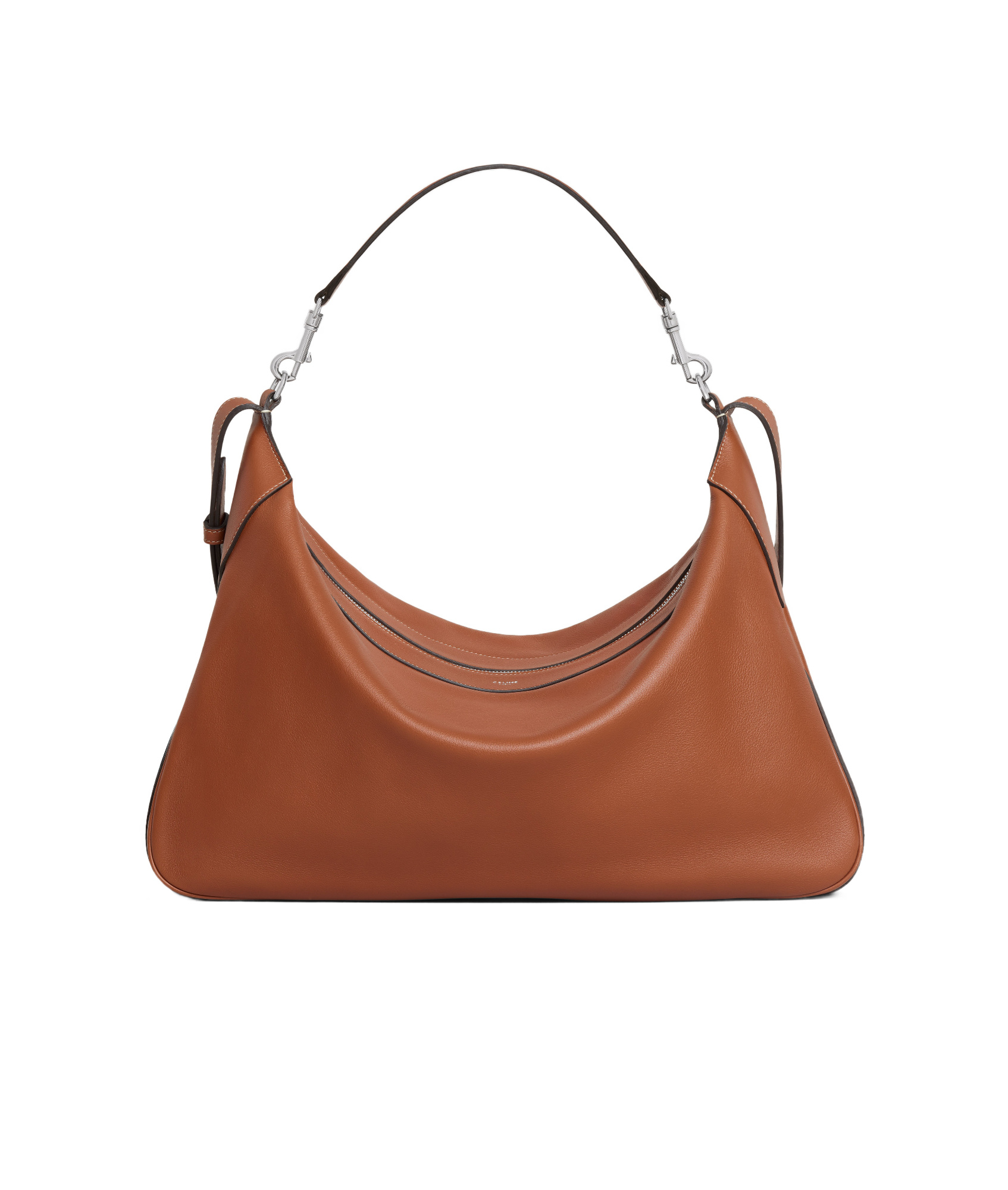 Celine Large Strap Romy In Supple Grained Calfskin In Brown