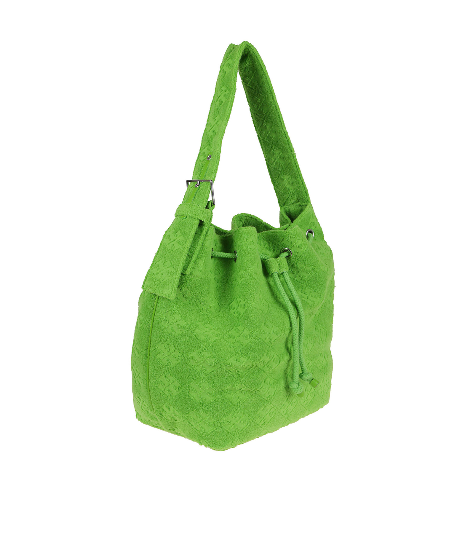 Tory Burch Textured Fabric Shoulder Bags With Adjustable Strap In Green