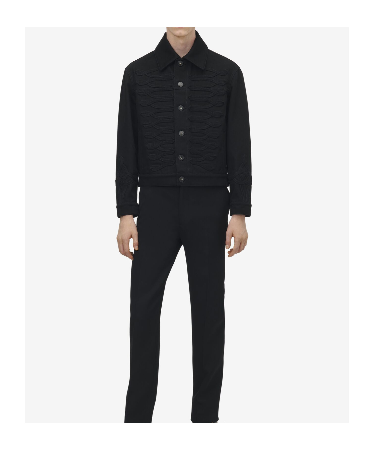 Alexander Mcqueen Button Detail Denim Jacket In Black