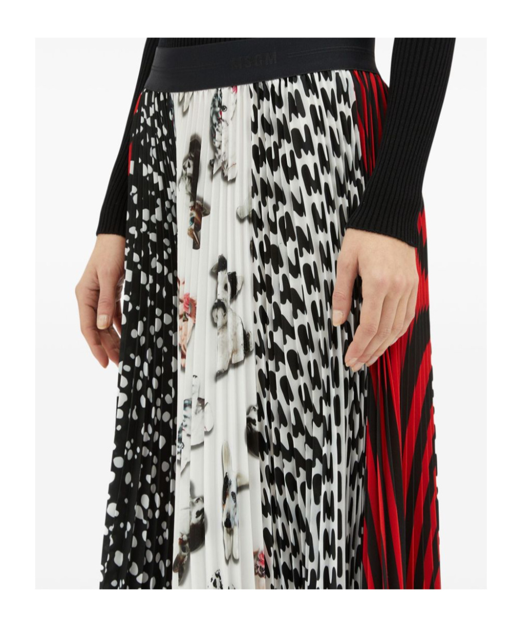 Msgm Patchwork-print Skirt In Multi