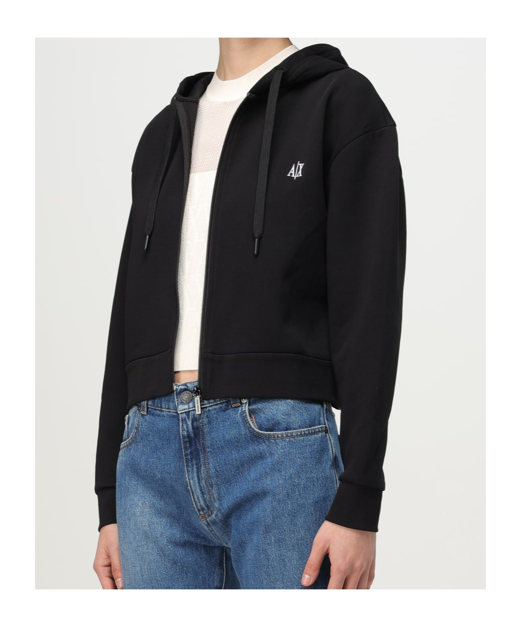 Armani Exchange Zip-up Hooded Jacket In Black