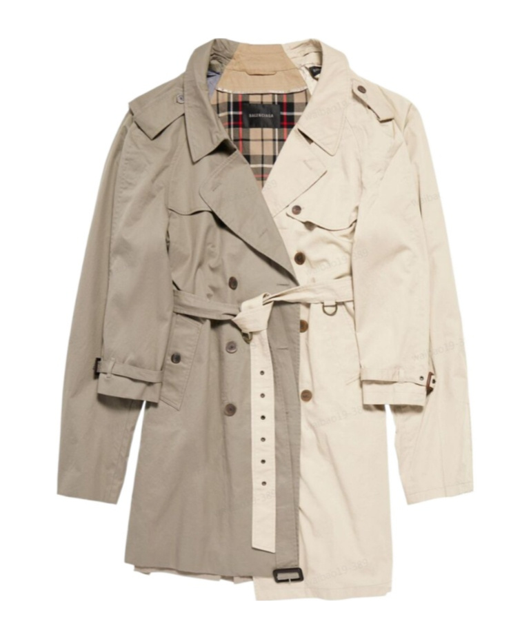 Shop Balenciaga Double Sleeve Hybrid Cotton Trench Coat In Nude