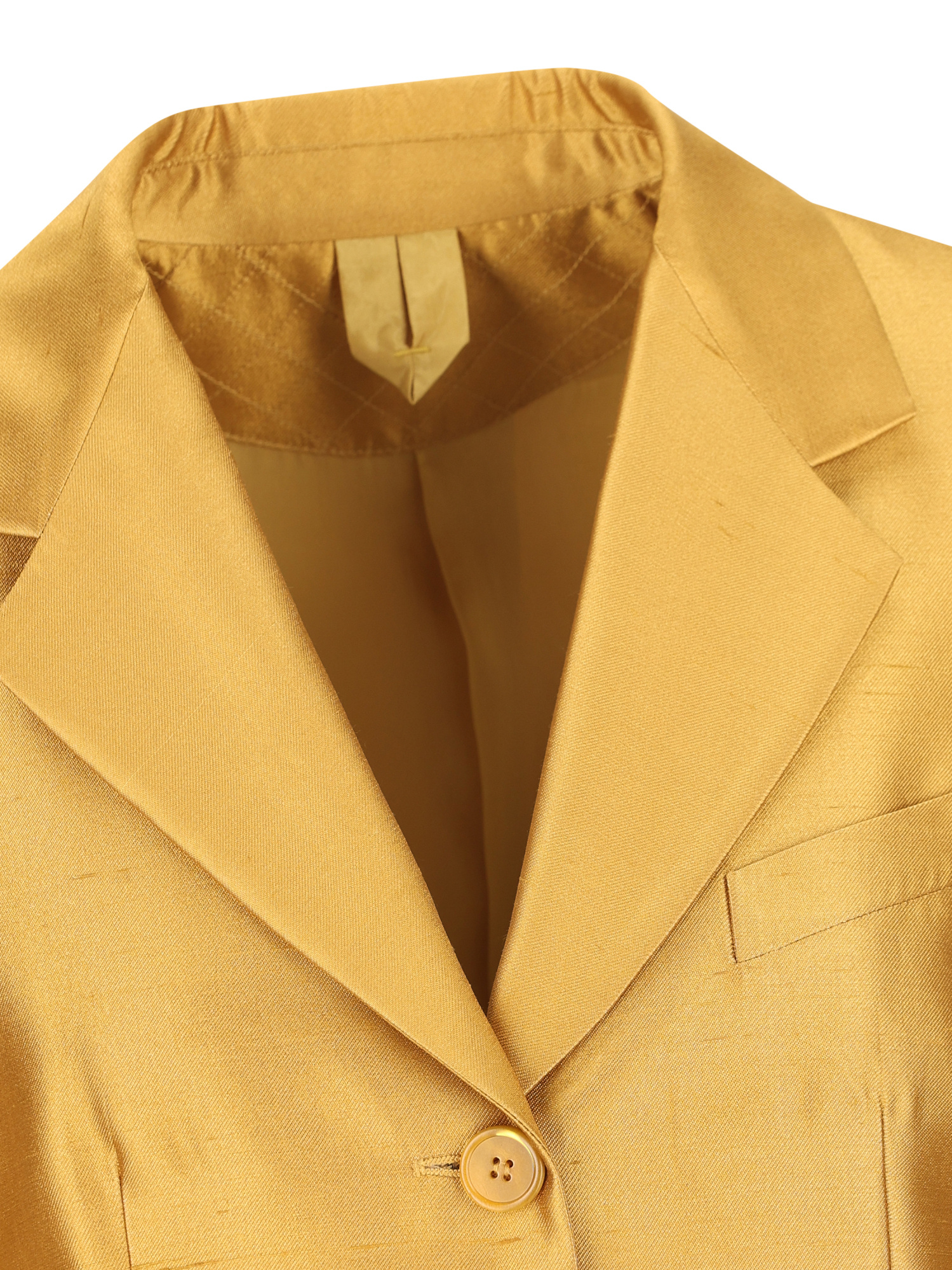 Max Mara Silk-blend Metallic Blazer In Yellow
