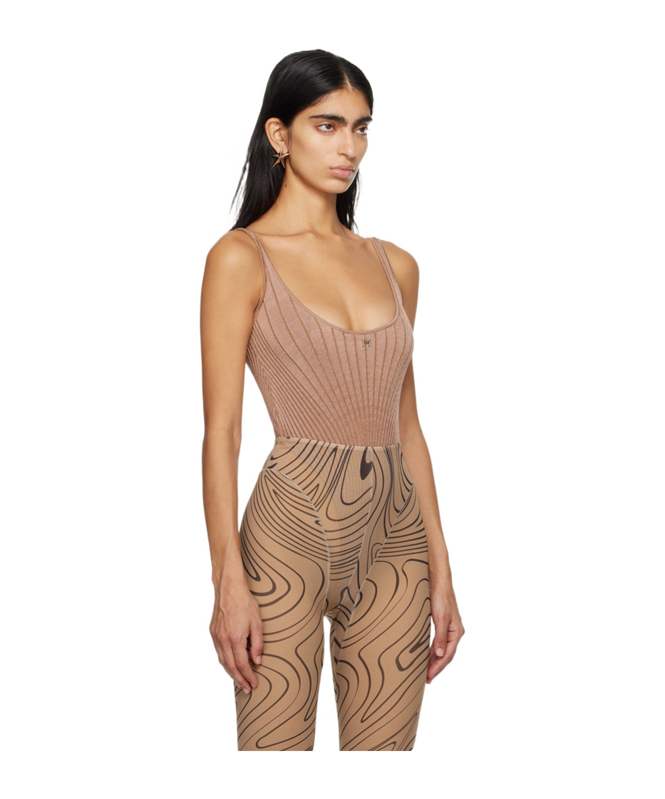 Shop Mugler Low Round Neck Logo Jumpsuit In Pink