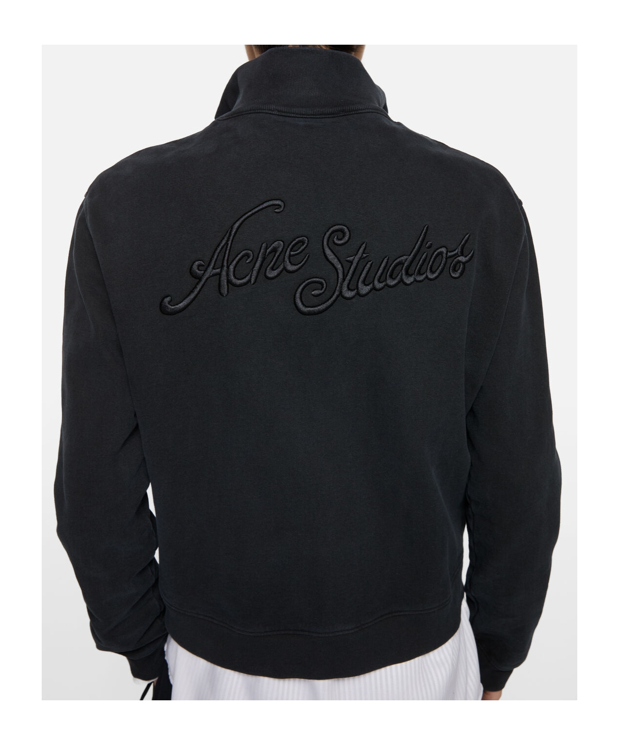 Acne Studios Mock-neck Zip-up Sweatshirt In Black