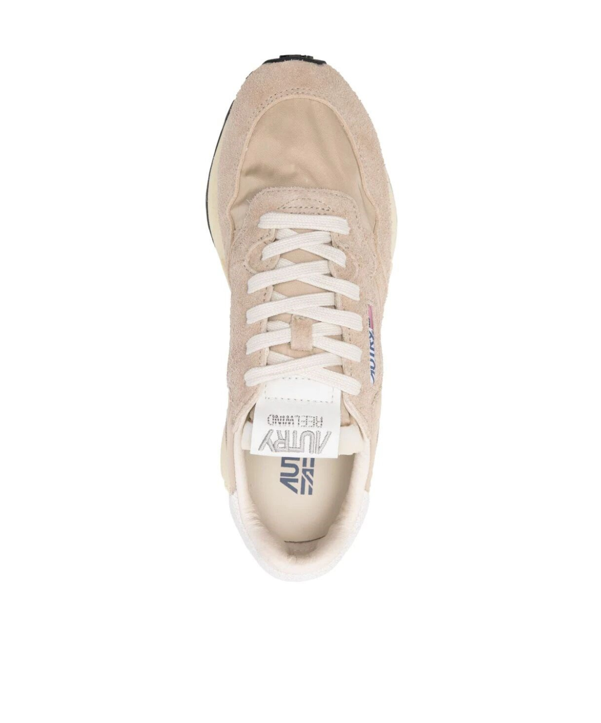 Autry Reelwind Low Nylon And Leather Craquele Pepper And White Sneakers In Nude