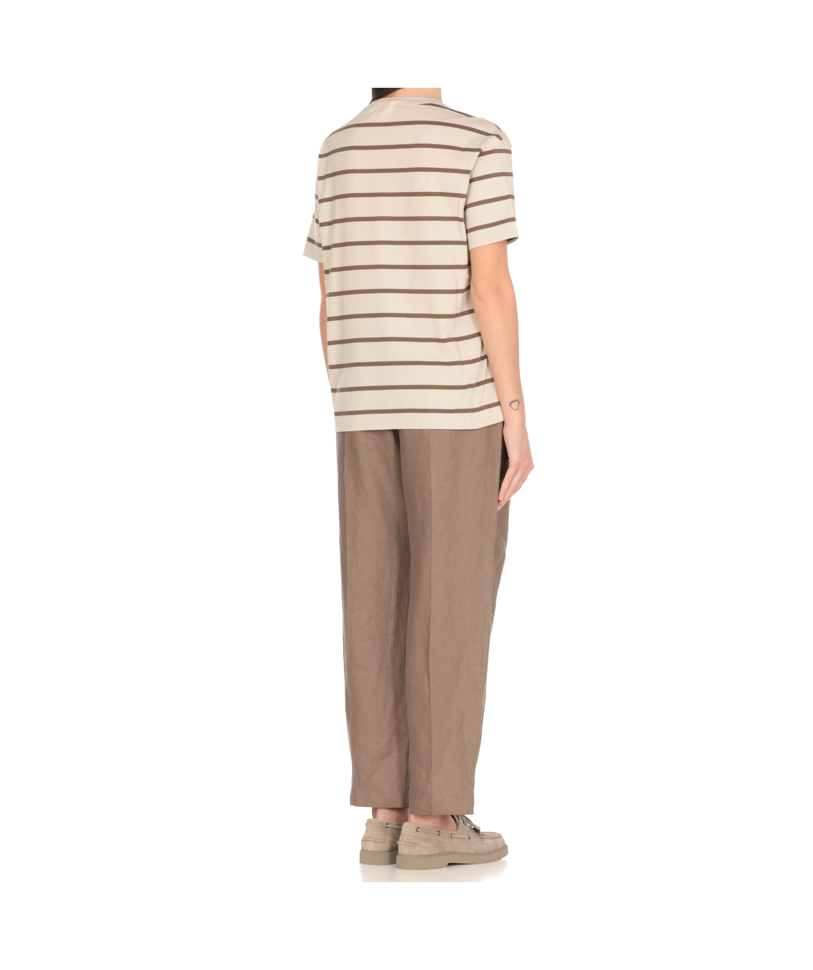 Brunello Cucinelli Striped Crew Neck T-shirt In White