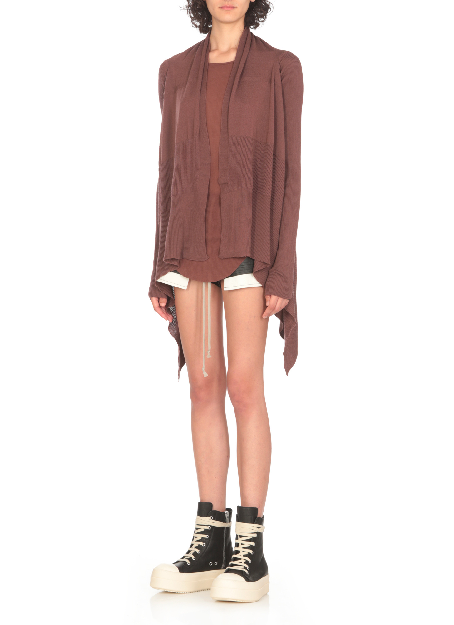 Rick Owens Woman Cardigan Chocolate Brown Size L Virgin Wool In Red