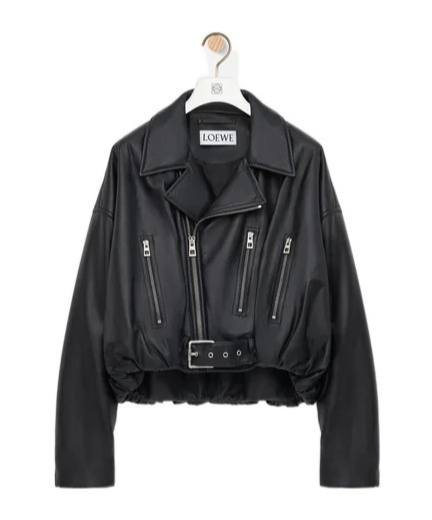 Loewe Long-sleeved Leather Jacket In Black