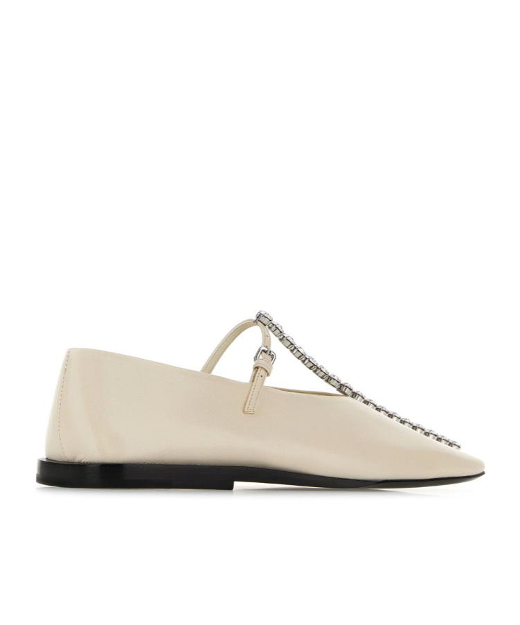 Jil Sander Ivory Leather Ballerinas In Neutral