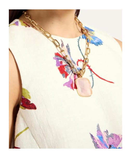 La Doublej Feather-trim Floral-print Top In White