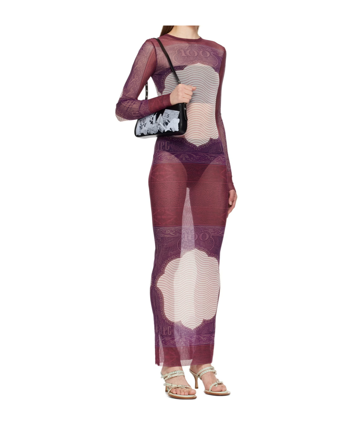 Jean Paul Gaultier Printed Pattern Dress In Burgundy