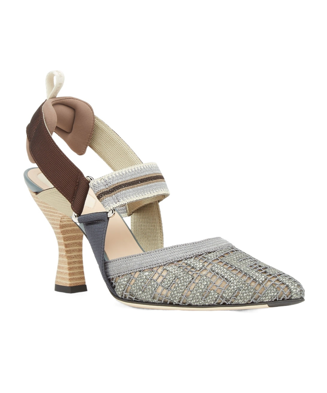 Fendi Colibri Embroidered High-heeled Sandals In Gray
