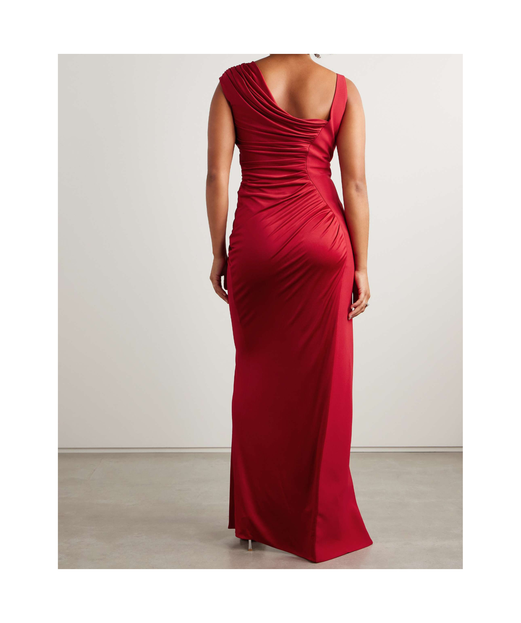 Versace Embellished Crepe And Draped Satin Gown In Red