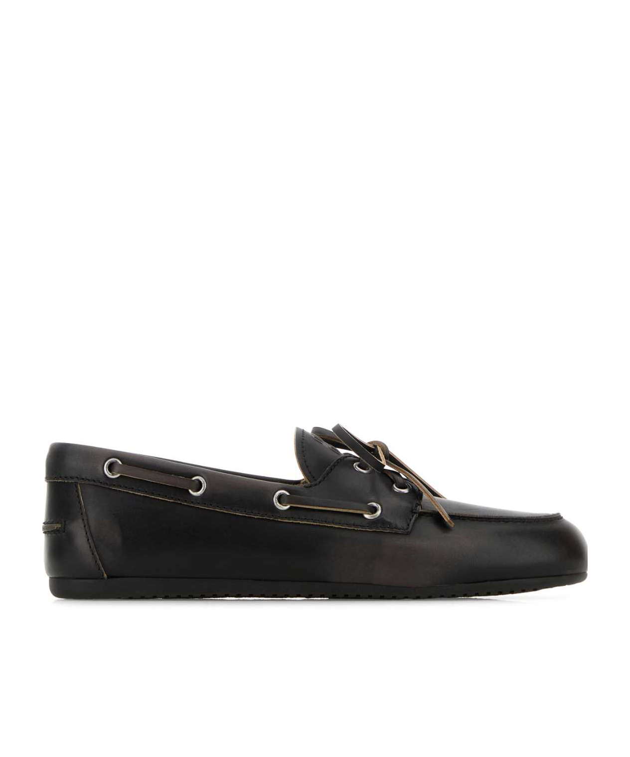 Miu Miu Unlined Bleached Leather Loafers In Black