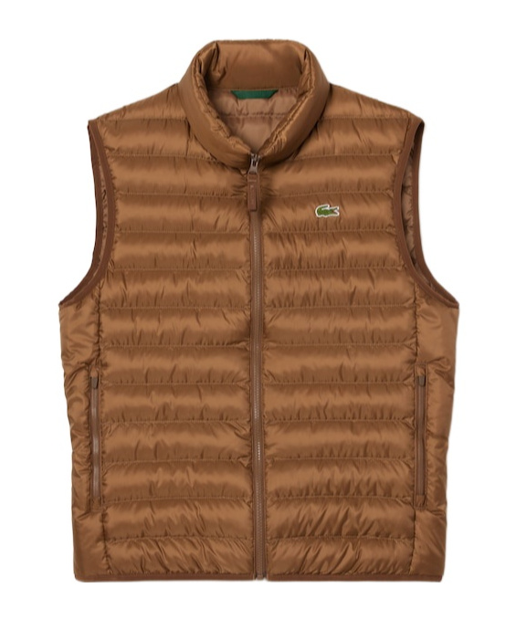 Lacoste Water-repellent Gilet In Brown