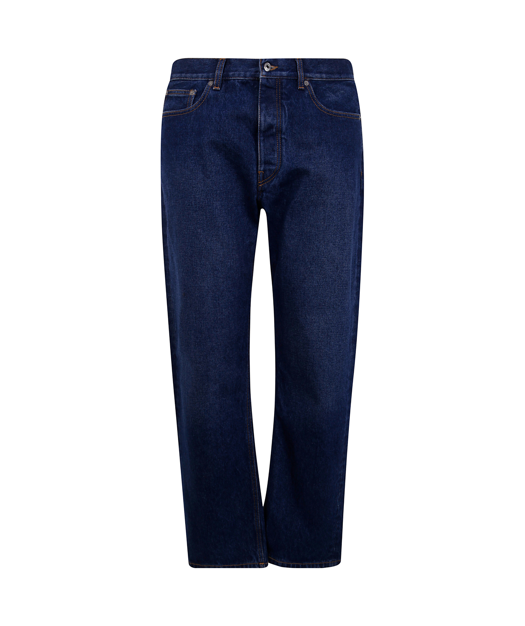 Off-white Logo Patch Straight Leg Jeans In Black