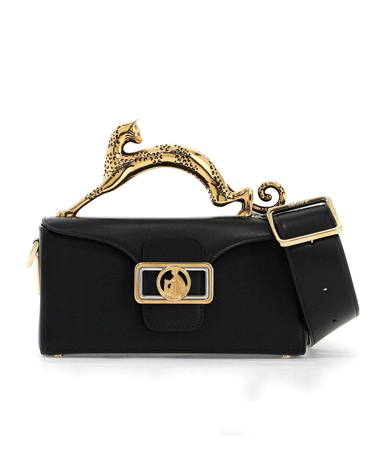 Shop Lanvin Logo Plaque Foldover Top Crossbody Bag In Black