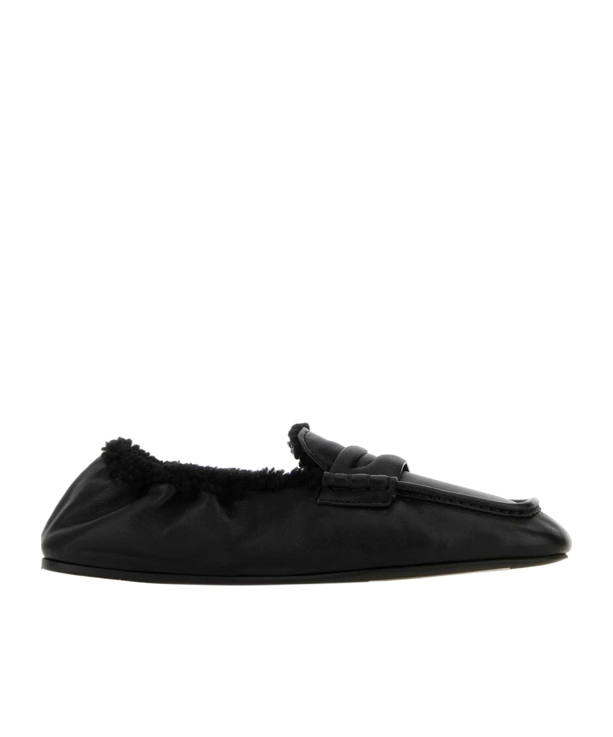 Miu Miu Nappa Leather Round Toe Loafers In Black