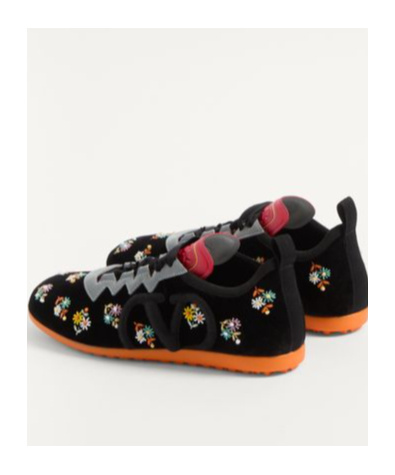Valentino Garavani Chromathon Multicolour Floral Embroidered Sneakers In Black