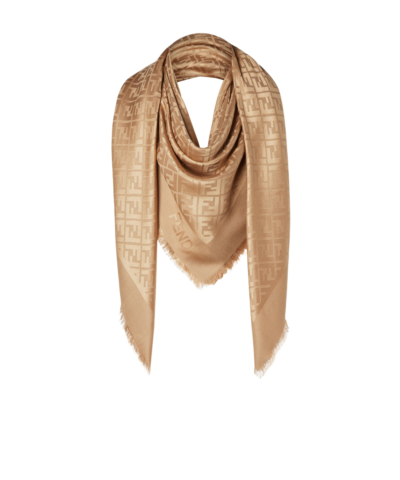 Fendi Women Organic Silk And Wool Shawl In Brown