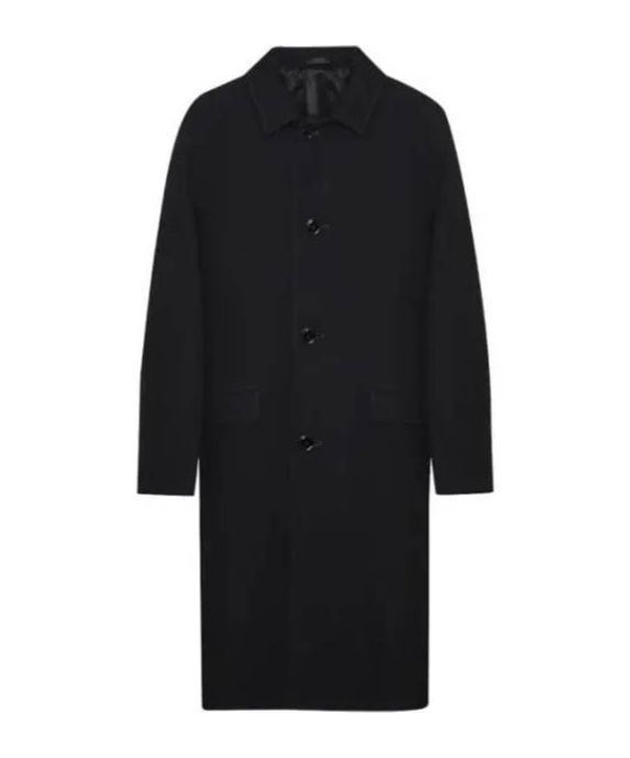 Lemaire Cotton-wool Single Breasted Coat In Black