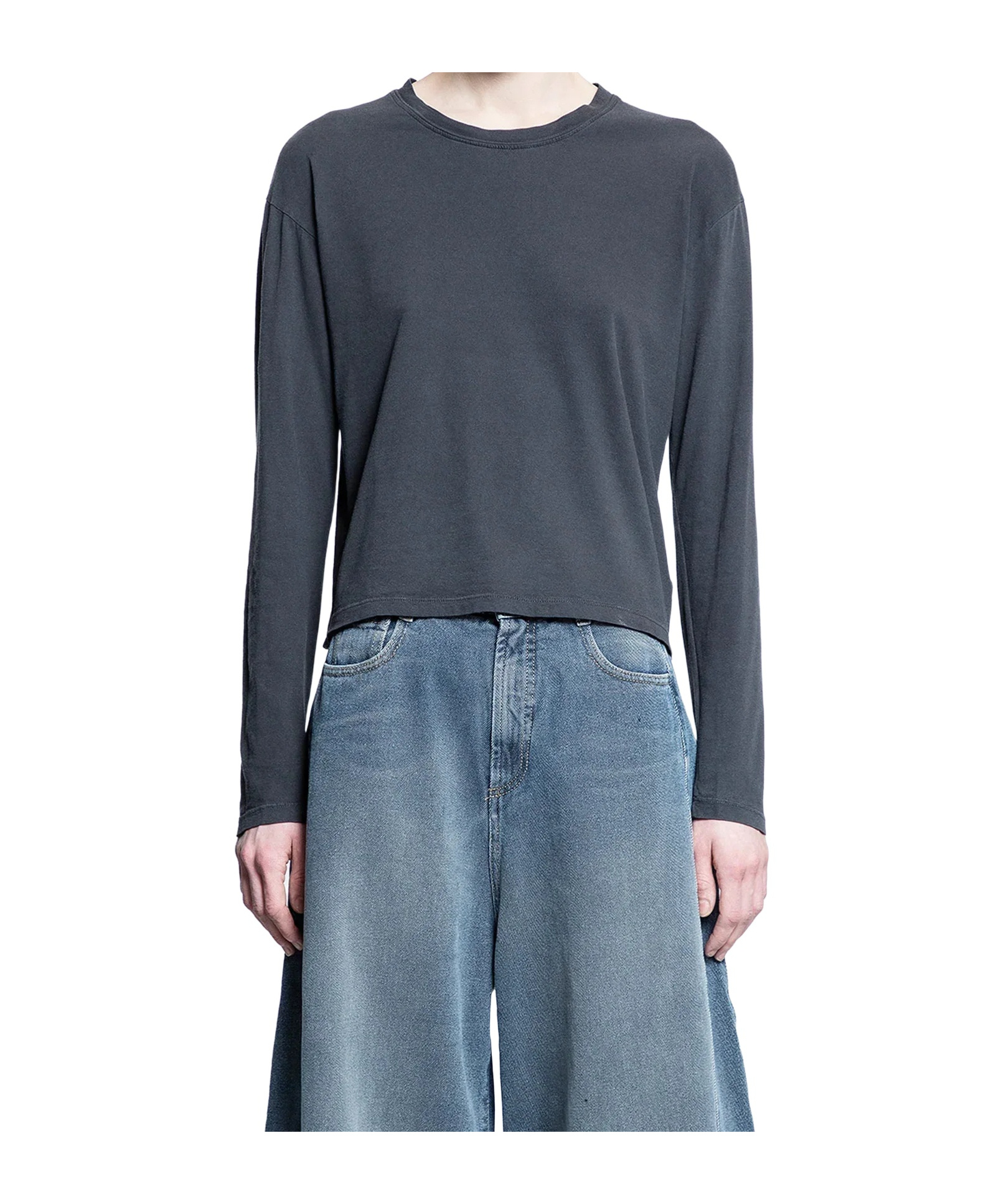 James Perse Round Neck Long-sleeved T-shirt In Black