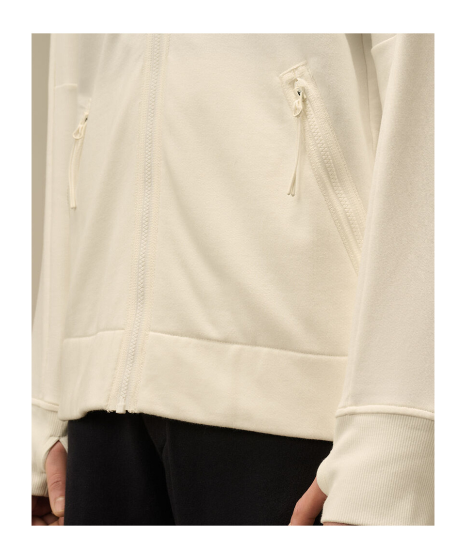 C.p. Company Diagonal Raised Fleece Goggle Hooded Sweatshirt In Neutral