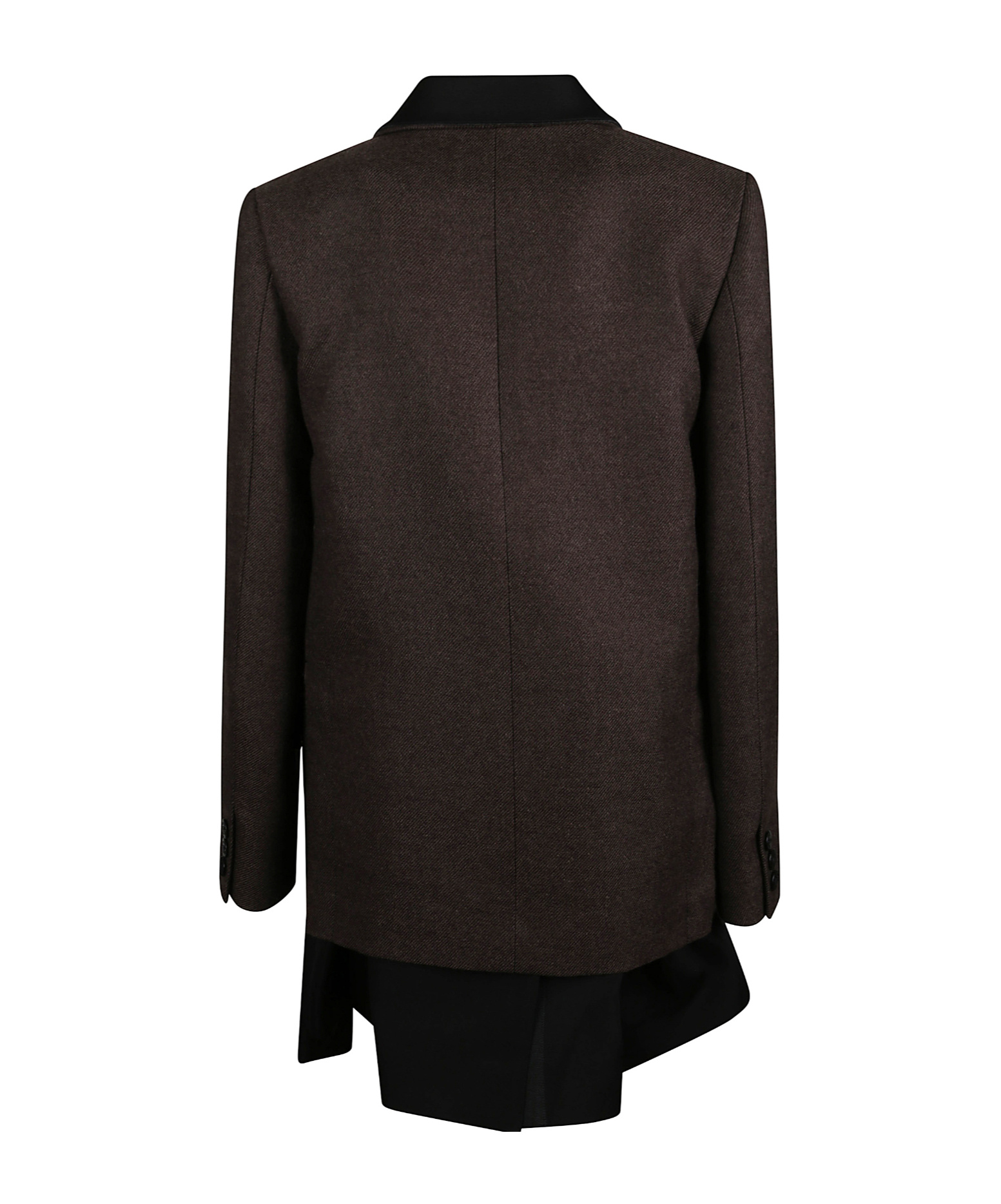 Sacai Double-breasted Wool Coat In Brown