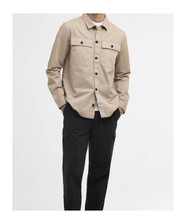 Barbour Buttoned Flap-pocket Overshirt In Neutral