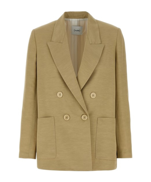 Shop Nude Double-breasted Blazer In Green