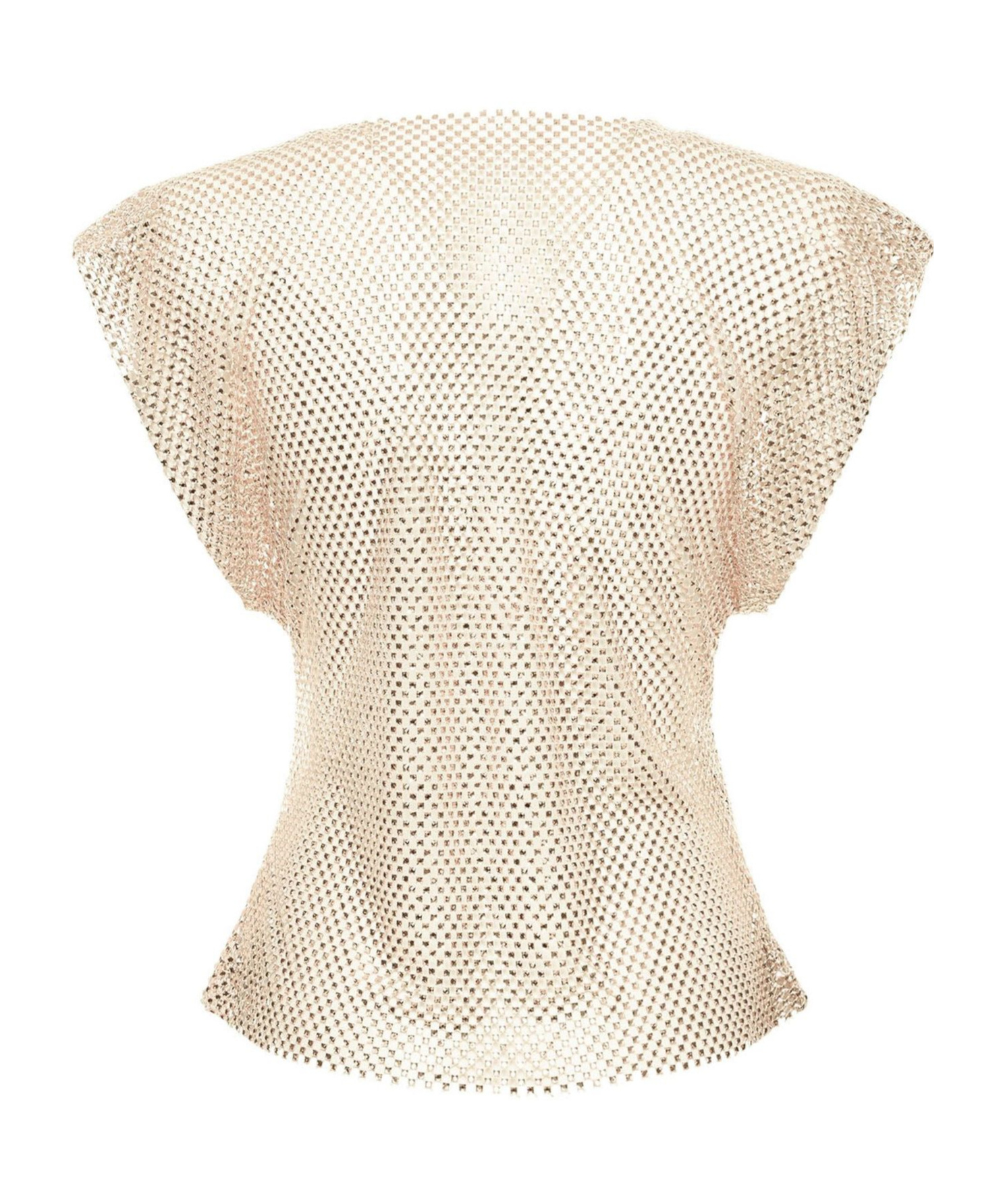 Philosophy Di Lorenzo Serafini Gold Rhinestone Sheer Sleeveless Blouse In Nude