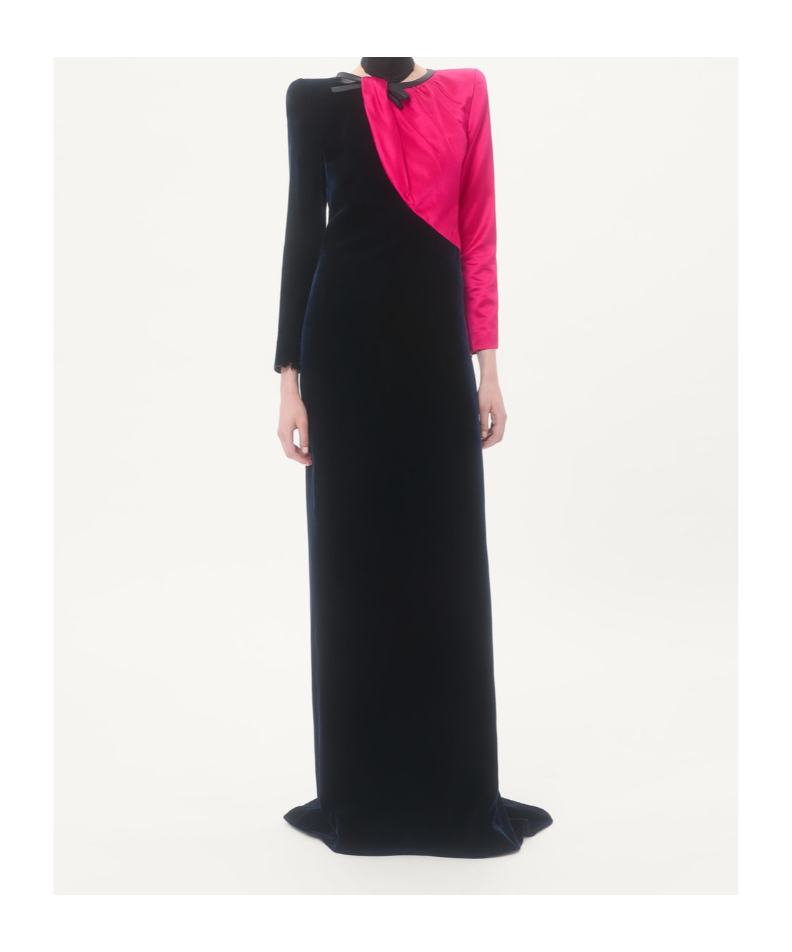 Valentino Long Dress In Sablé Velvet In Black